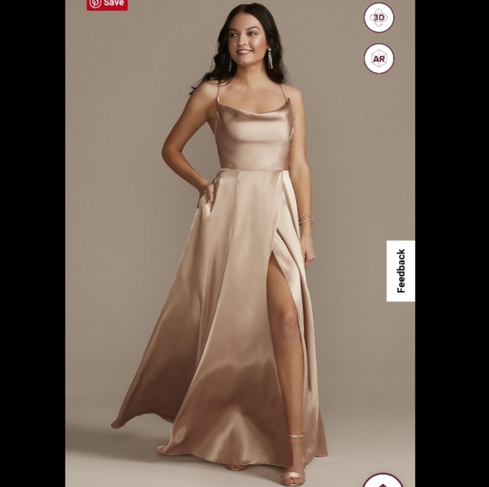 Charmeuse Cowl Bridesmaid Dress with Lace-Up Back GALINA SIGNATURE